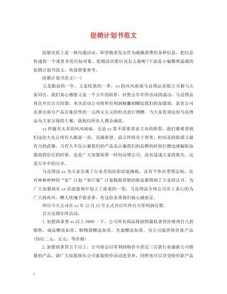 促销计划书范文 