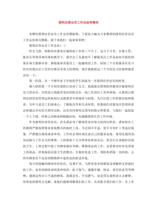 便利店营业员工作总结有哪些 