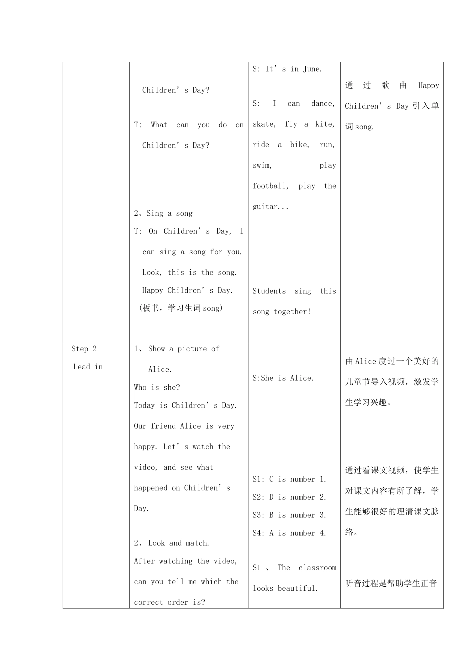 四年级英语下册 Module 4 Things we enjoy Unit 11《Children’s Day》教案1 牛津上海版（三起）-牛津上海版小学四年级下册英语教案_第3页