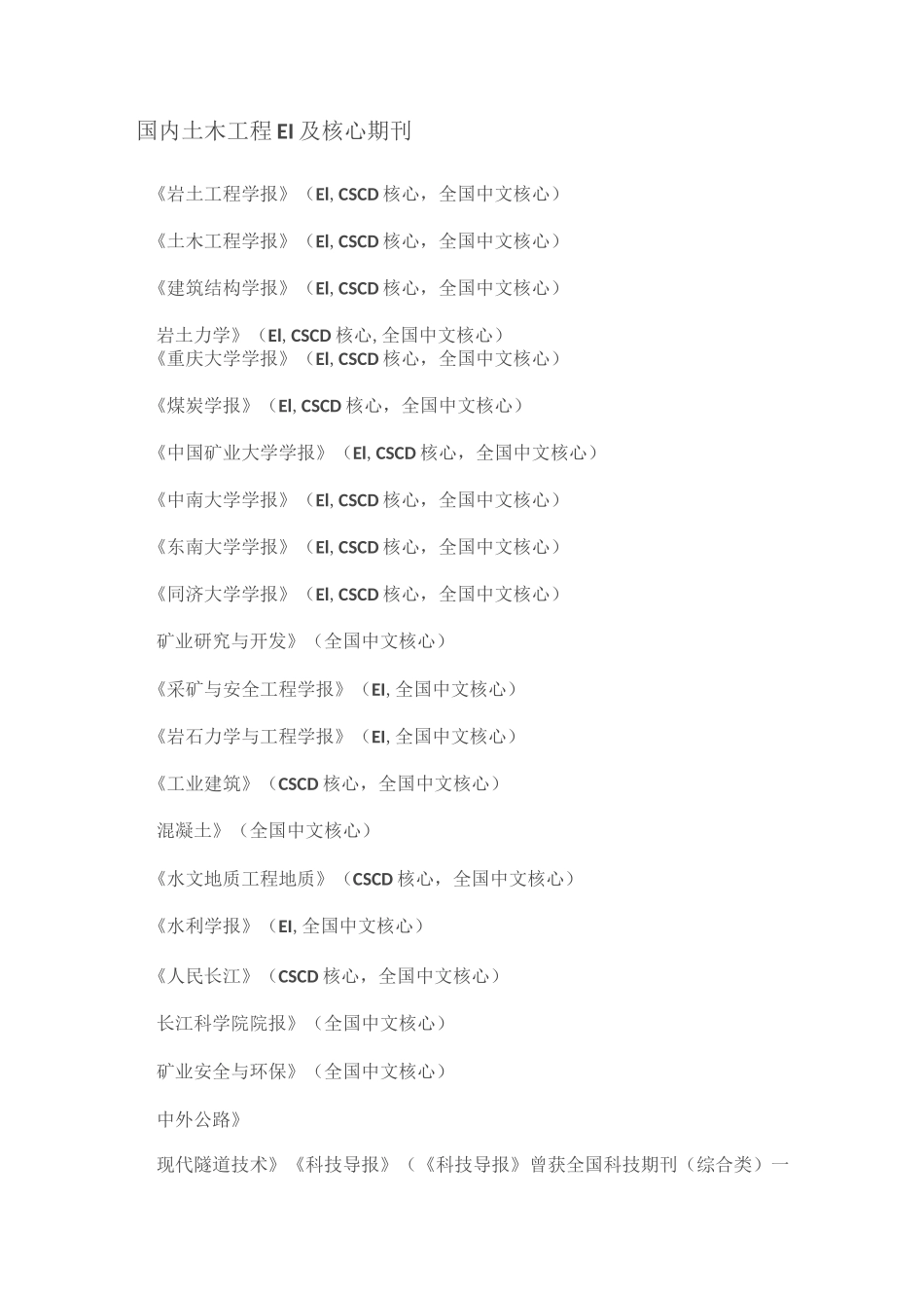 土木工程类核心期刊_第1页