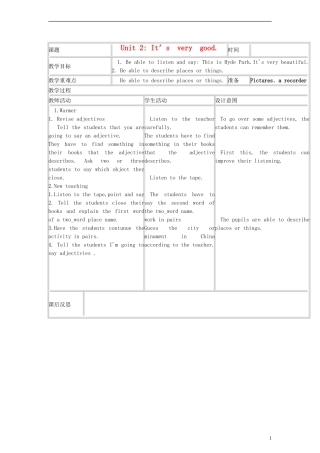 四年级英语下册 Module 2 Unit2教案 （新版）外研版