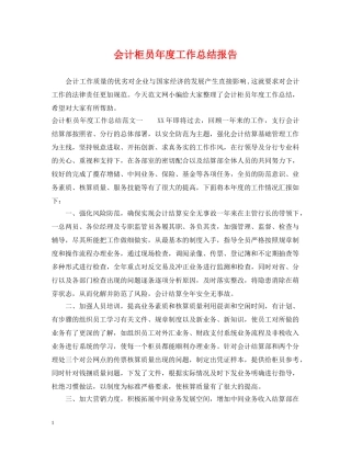 会计柜员年度工作总结报告 