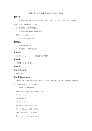 四年级英语下册 Module 10 Unit 2 Sam had lots of chocolates教案4 外研版（三起）-外研版小学四年级下册英语教案