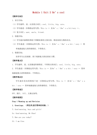四年级英语下册 Module 1 Unit 2 He’s cool教案3 外研版（三起）-外研版小学四年级下册英语教案