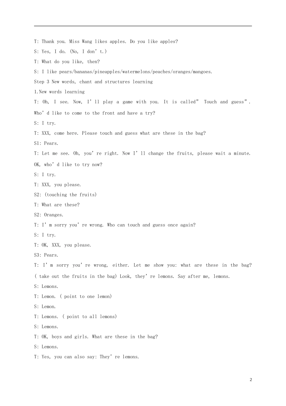 四年级英语下册 4B unit4(1)教案 苏教牛津版_第2页