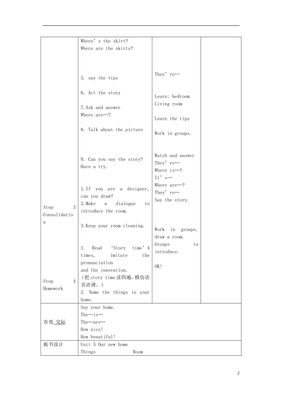 四年级英语上册 Unit5 第一课时教案 牛津译林版_第2页