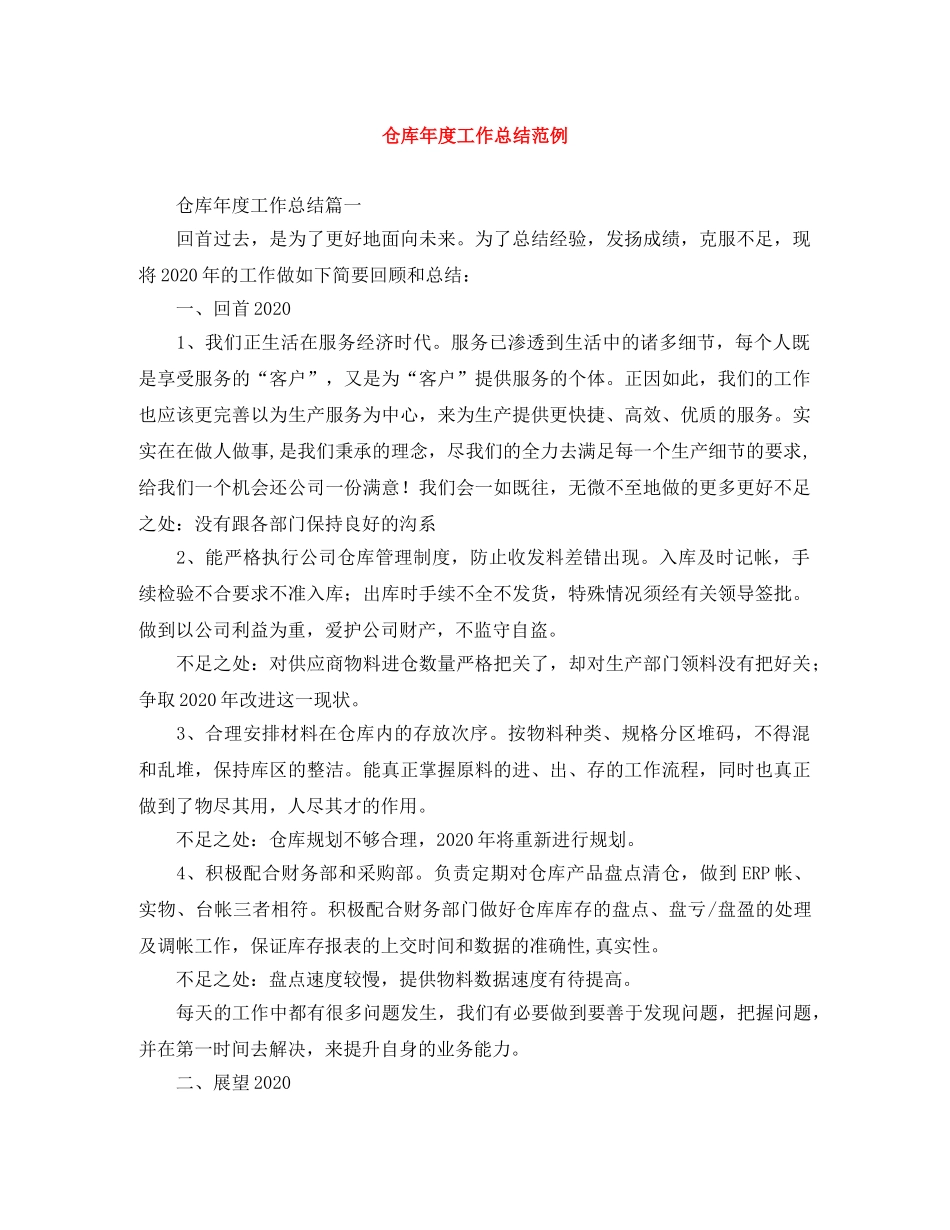仓库年度工作总结范例 _第1页