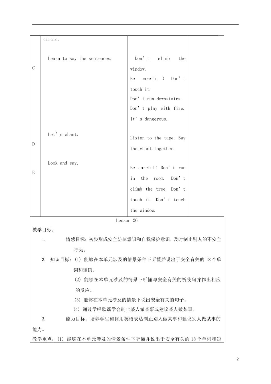 四年级英语上册 unit5 Lesson25-26教案 人教新起点_第2页
