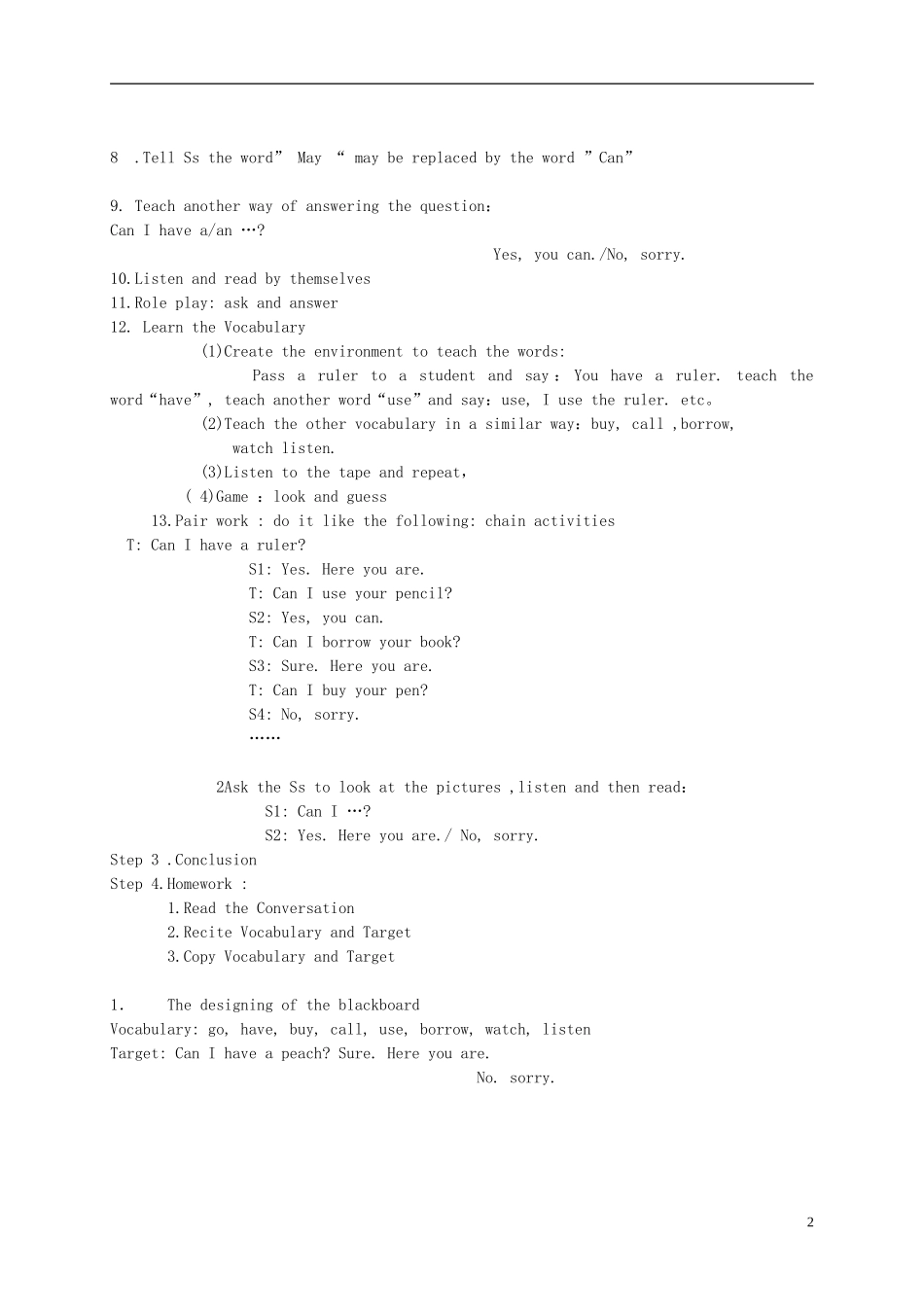 四年级英语上册 unit3(4)教案 广东版开心_第2页