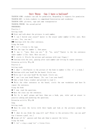 四年级英语上册 Unit3(2)教案 广东版开心