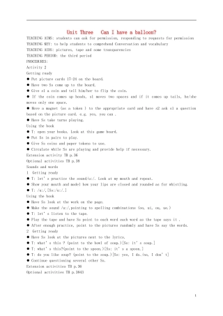 四年级英语上册 Unit3(3)教案 广东版开心