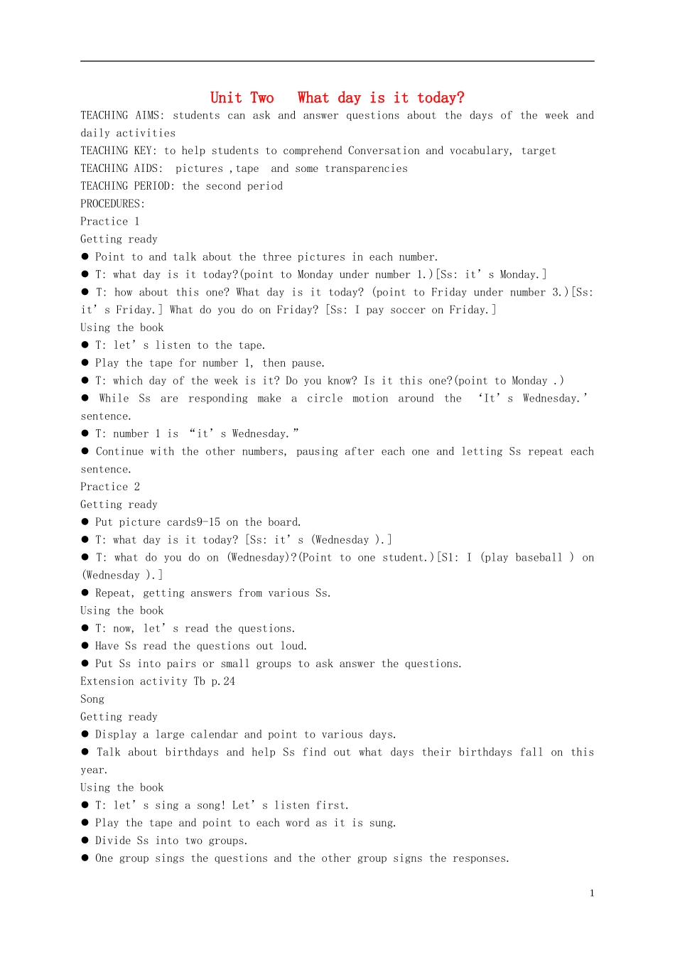 四年级英语上册 Unit2(2)教案 广东版开心_第1页