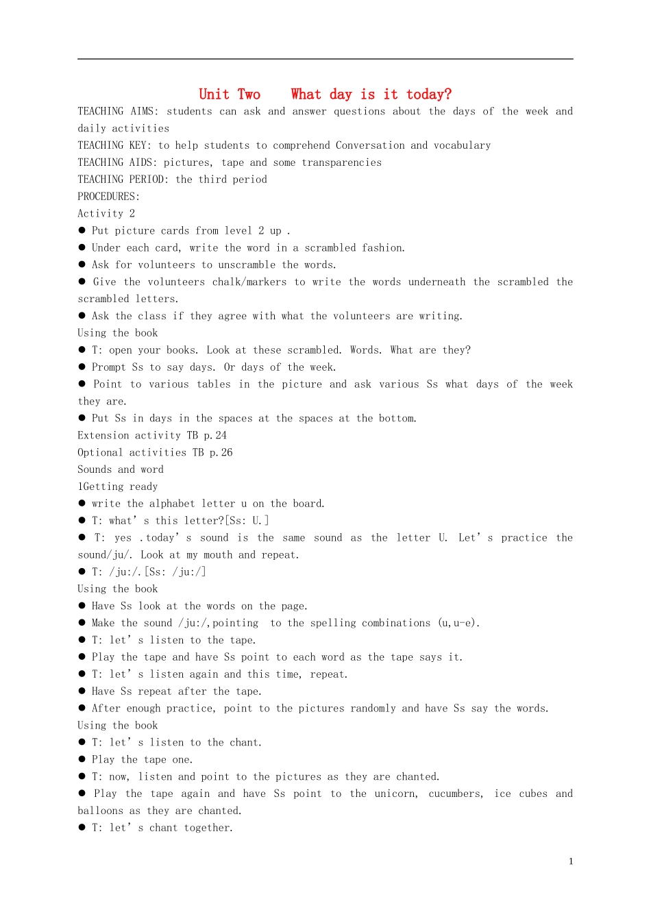 四年级英语上册 Unit2(3)教案 广东版开心_第1页