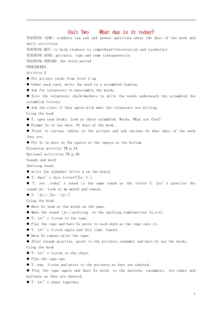 四年级英语上册 Unit2(3)教案 广东版开心