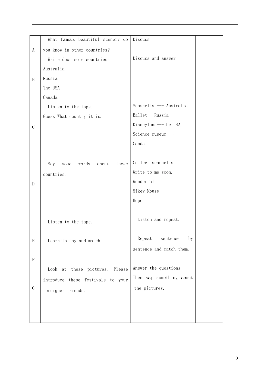 四年级英语上册 unit3 Lesson15-16教案 人教新起点_第3页