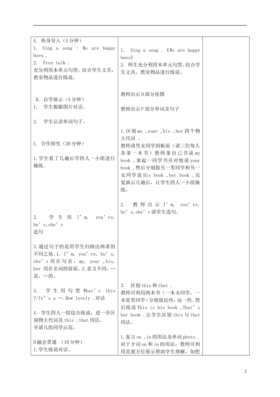 四年级英语上册 Unit2(17) 第三课时教案 苏教牛津版_第2页