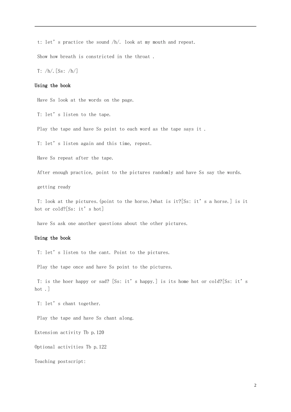 四年级英语上册 Unit11(4)教案 广东版开心_第2页