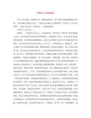 产科护士工作总结范文 