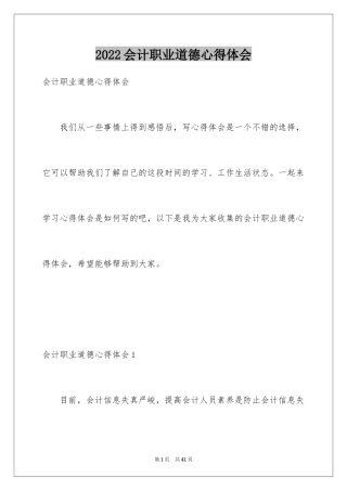 2024会计职业道德心得体会