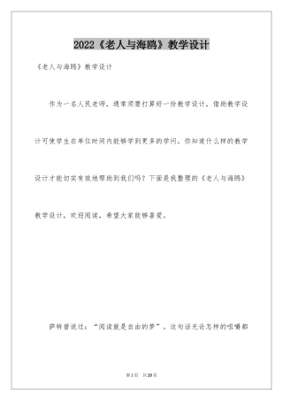 2024《老人与海鸥》教学设计