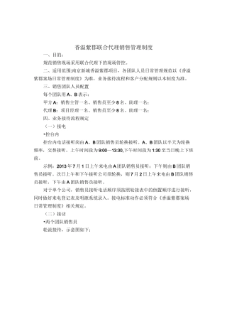 联合代理操作制度(范例)