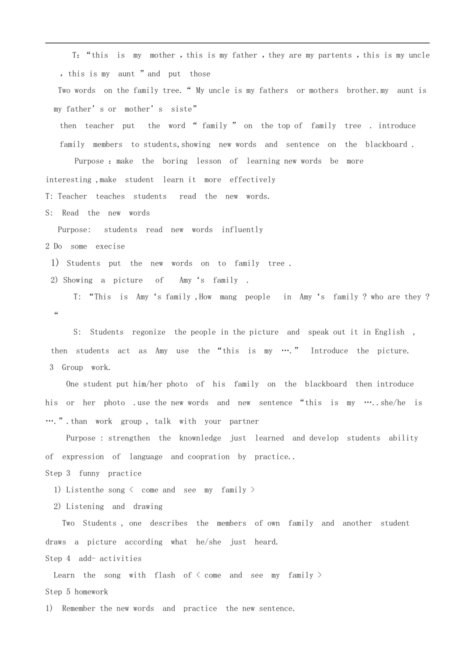 四年级英语上册 Unit 6 Meet my family教案 人教PEP_第2页