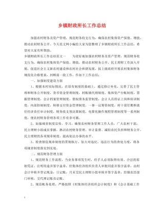 乡镇财政所长工作总结 