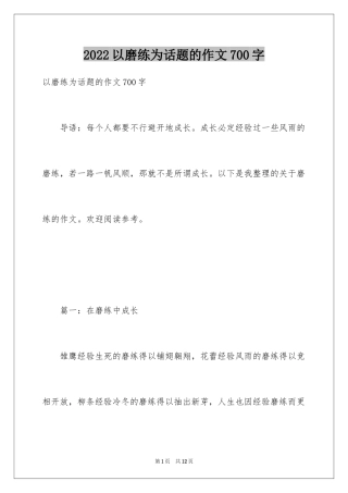 2024以磨练为话题的作文700字