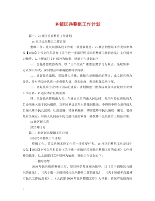 乡镇民兵整组工作计划 