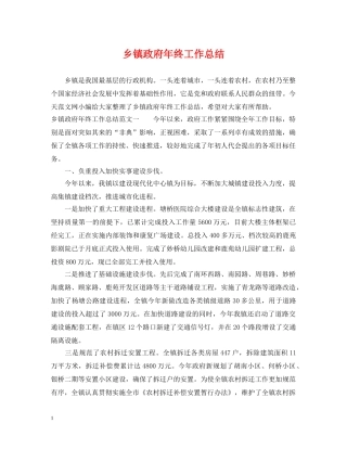 乡镇政府年终工作总结 