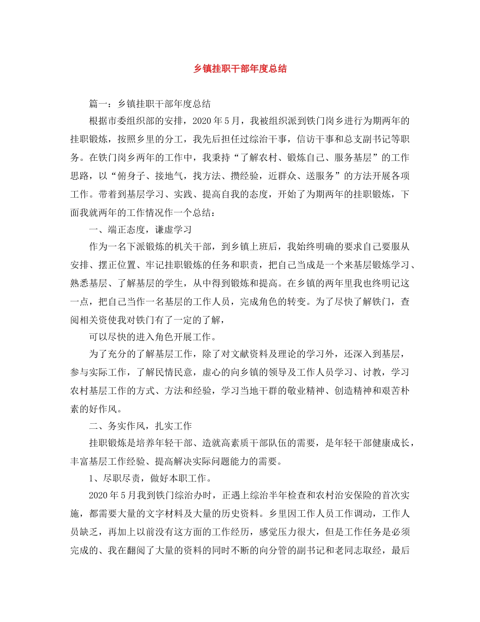 乡镇挂职干部年度总结 _第1页