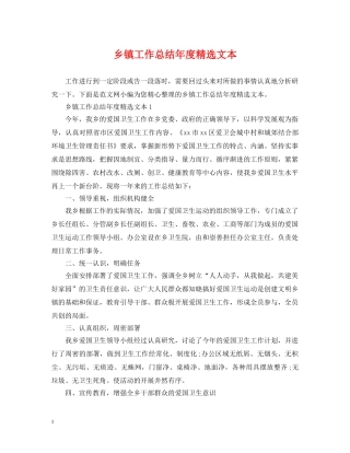 乡镇工作总结年度精选文本 