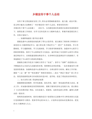 乡镇宣传干事个人总结 