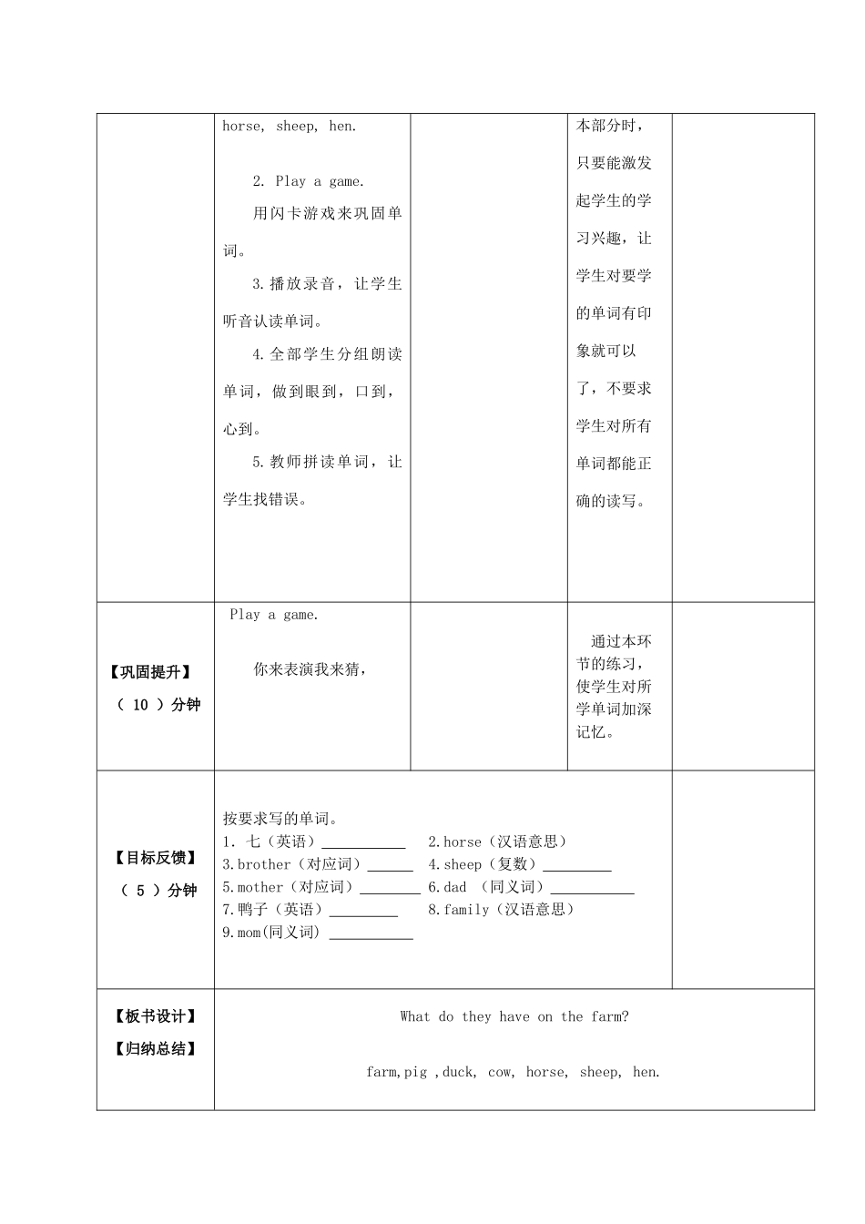 四年级英语上册 Unit 2 What Do They Have on the Farm教案 陕旅版-陕旅版小学四年级上册英语教案_第2页