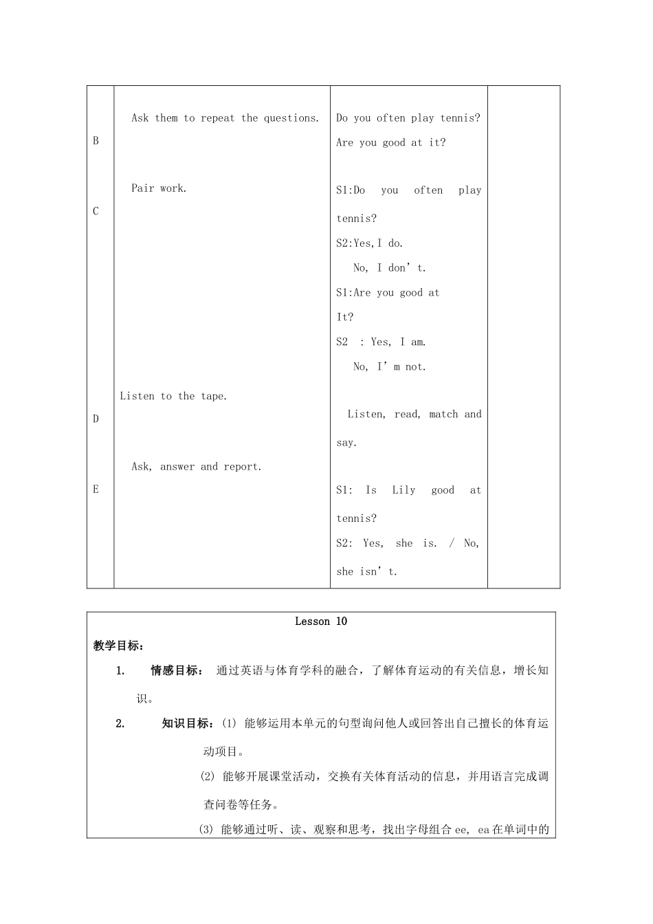 四年级英语上册 Unit 2 sports and games（Lesson9-10）教案之一 人教新起点-人教新起点小学四年级上册英语教案_第2页