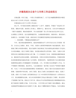 乡镇党政办公室个人年终工作总结范文 
