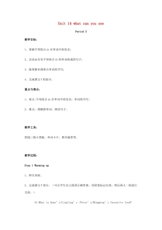 四年级英语上册 Unit 14 What can you see教案 湘少版-湘少版小学四年级上册英语教案