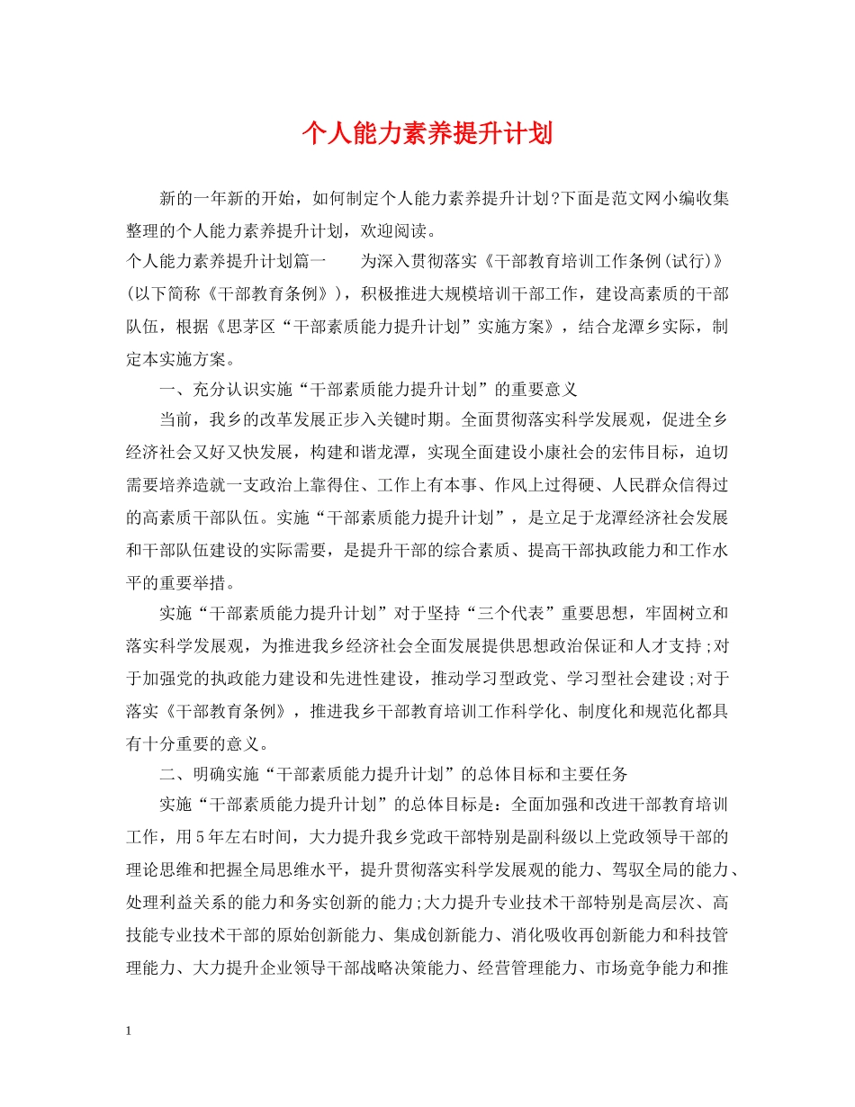 个人能力素养提升计划 _第1页
