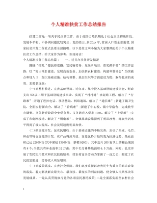 个人精准扶贫工作总结报告 