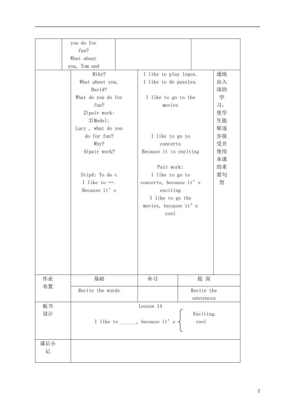 四年级英语上册 uint3 lesson14教案 人教新起点_第2页