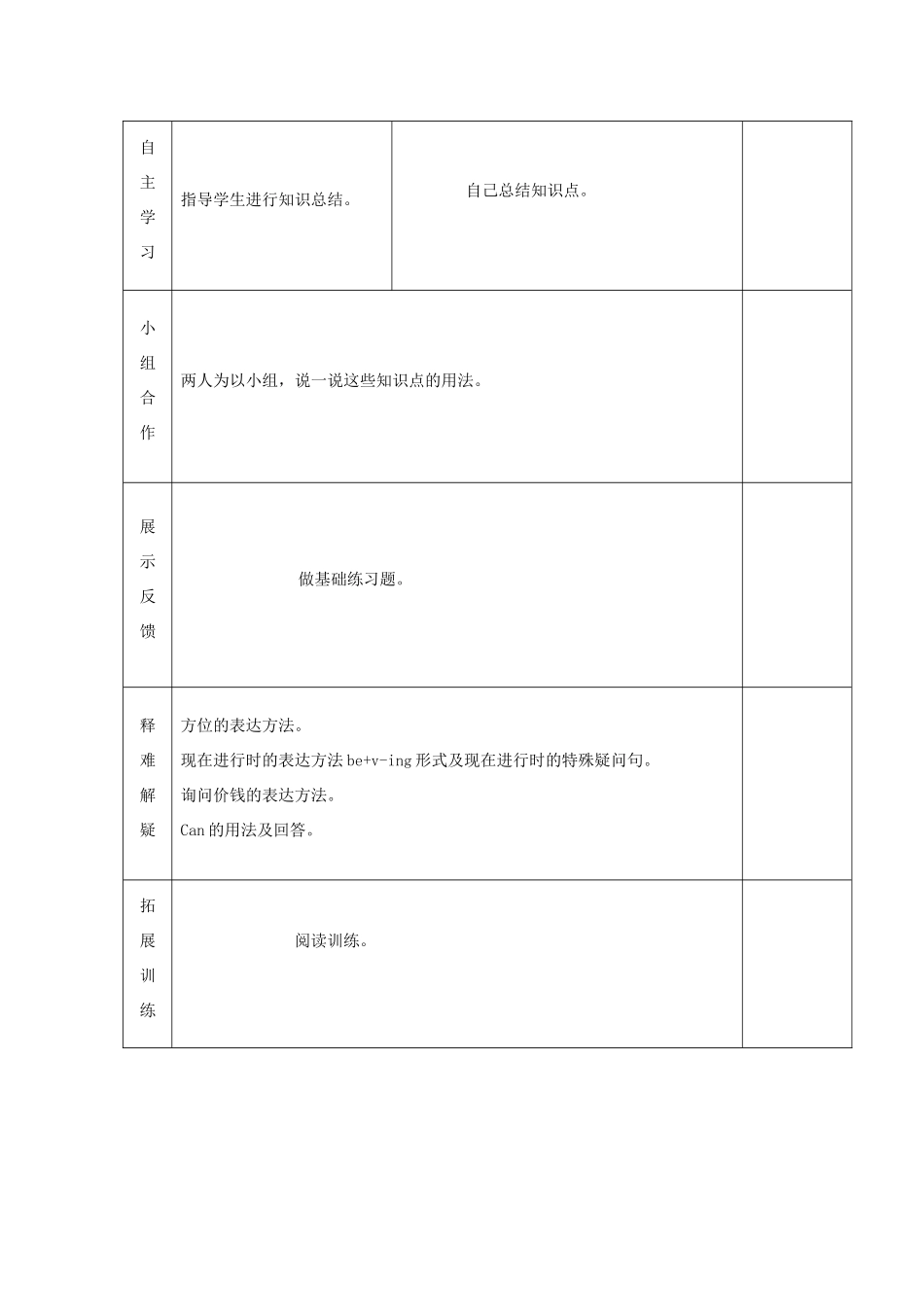 四年级英语上册 Module1-Module5（第2课时）教案 外研版（三起）-外研版小学四年级上册英语教案_第2页