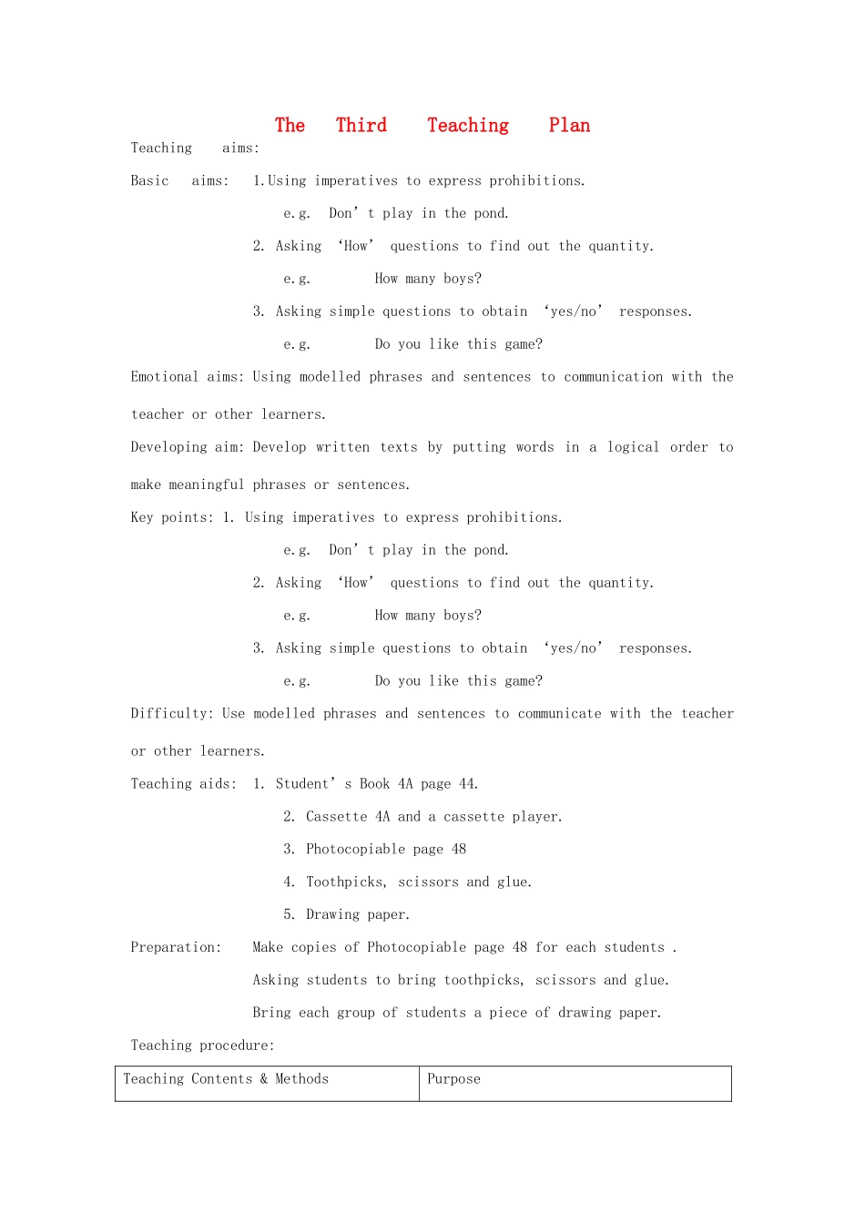 四年级英语上册 Module 4Unit 3 A day in the park教案 沪教牛津版-沪教牛津版小学四年级上册英语教案_第1页