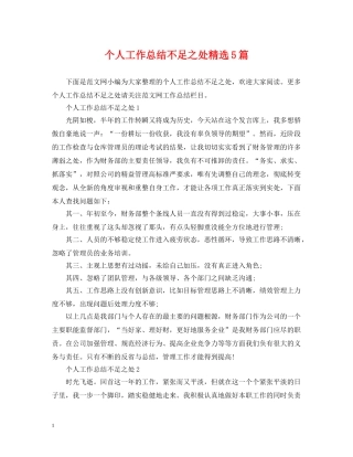 个人工作总结不足之处精选5篇 