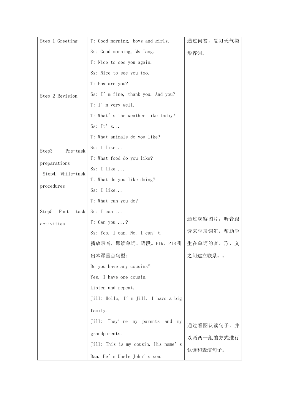 四年级英语上册 Module 2 My family my friends and Me Unit 4 Do you have any cousins教案 沪教牛津版（三起）-牛津版小学四年级上册英语教案_第2页