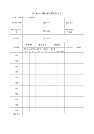漏电保护器检测记录
