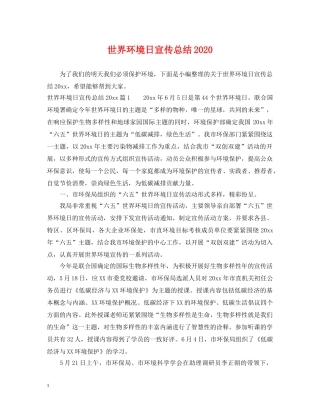 世界环境日宣传总结2020 