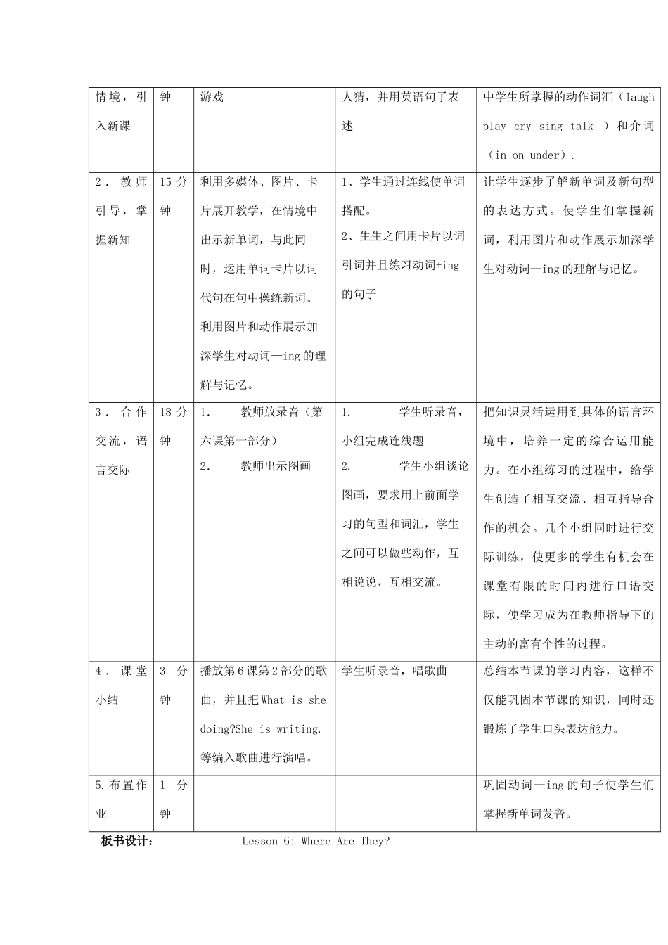 四年级英语上册 Lesson 6 Where Are They教案 冀教版（一起）-冀教版小学四年级上册英语教案_第2页