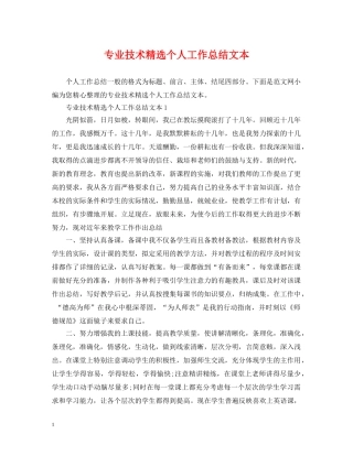 专业技术精选个人工作总结文本 