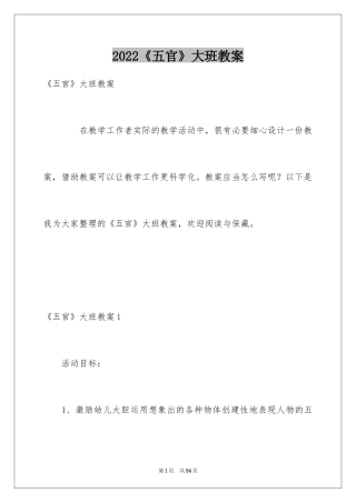 2024《五官》大班教案