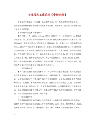 专业技术工作总结【中级职称】 